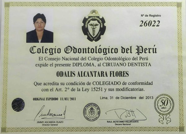 Certificado colegio odontologico